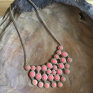 Coral and Gold Droplet Necklace